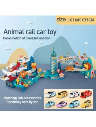 Electric Rail Car Dinosaur Building Parking Lot Adventure