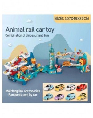 Electric Rail Car Dinosaur Building Parking Lot Adventure