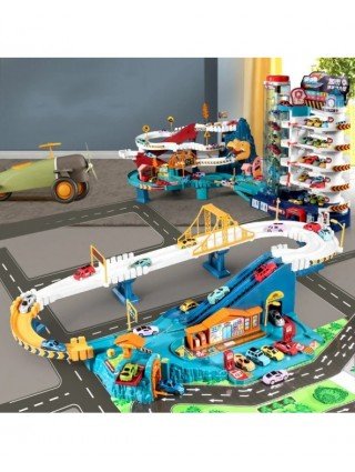Electric Rail Car Dinosaur Building Parking Lot Adventure