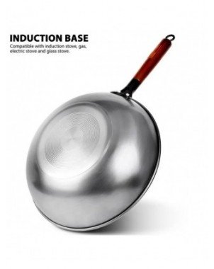 Fypo Cast Iron Wok Non-stick Wok Pan Chinese Iron Wok for