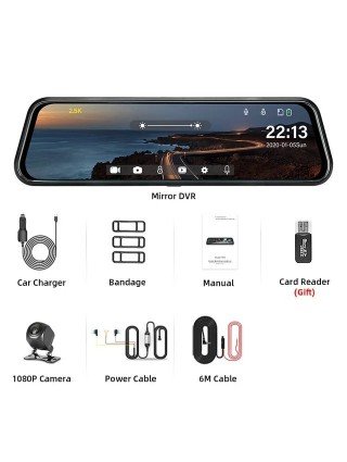 Mirror DVR Car Video Recorder Ultra HD 2.5K Dash Cam Registrar