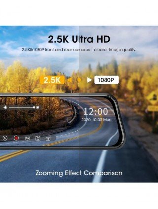 Mirror DVR Car Video Recorder Ultra HD 2.5K Dash Cam Registrar
