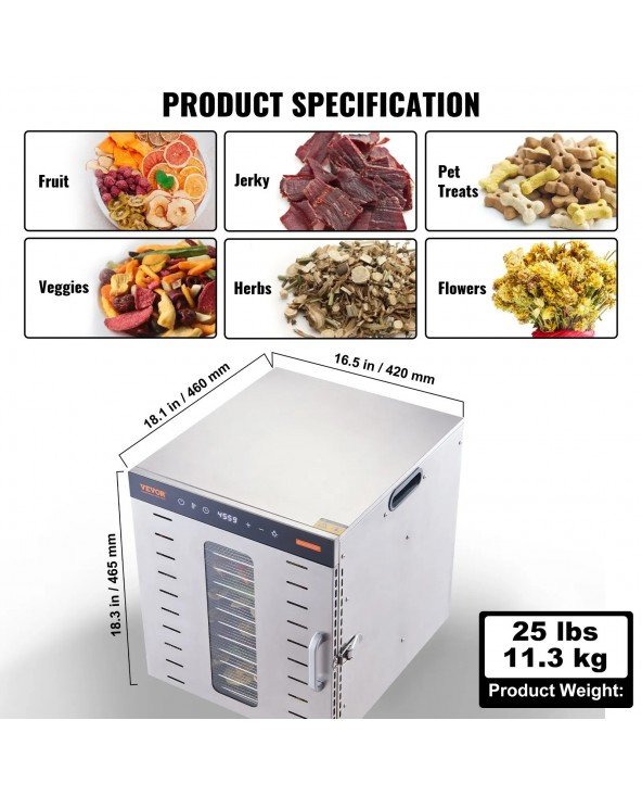10 Trays Food Dehydrator Stainless Steel Machine 800W/1000W 10 Trays Food Dehydrator Stainless Steel Machine 800W/1000W