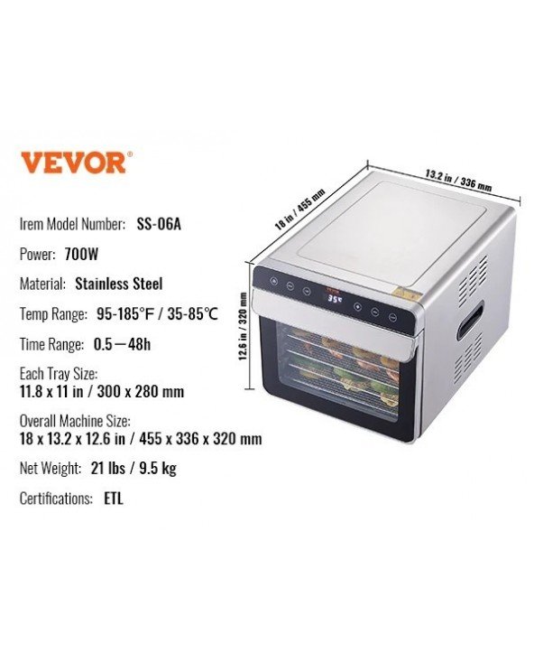 Food Dehydrator Machine, 700W Electric Food Dehydrator W/ Food Dehydrator Machine, 700W Electric Food Dehydrator W/