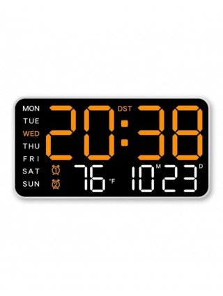 Large Digital Wall Clock Temp Date Week Display Remote Control