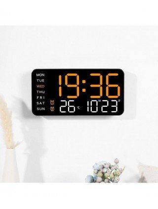 Large Digital Wall Clock Temp Date Week Display Remote Control