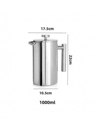 1000ml Coffee Maker Pot Stainless Steel French Press Coffee