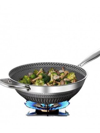 Thickened 316 Stainless Steel Pan, Non-stick Honeycomb Pan for