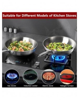 Stainless Steel Frying Pan 3 Ply Professional Grade Steel