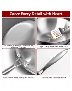 Stainless Steel Frying Pan 3 Ply Professional Grade Steel