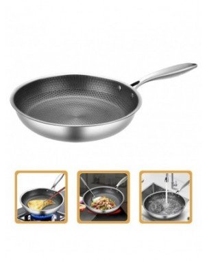 Honeycomb Grain Wok Fried Steak Pan Stainless Steel Frying Pan