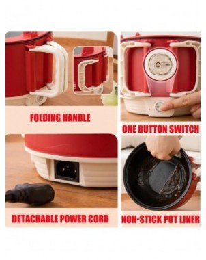 220V Hot Pot With Steamer,Portable 1.6L Ramen Electric Cooking