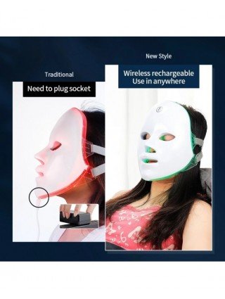 Rechargeable Facial LED Mask 7 Colors LED Photon Therapy Beauty