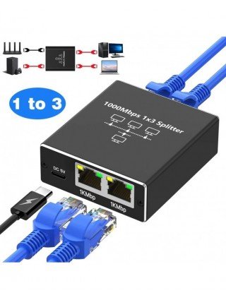 Gigabit Ethernet Switch Rj45 Splitter LAN Extension Adapter