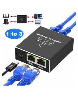 Gigabit Ethernet Switch Rj45 Splitter LAN Extension Adapter