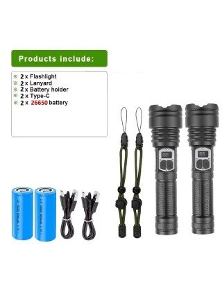 High Power XHP160 Led Flashlight Rechargeable 16 Core Torch