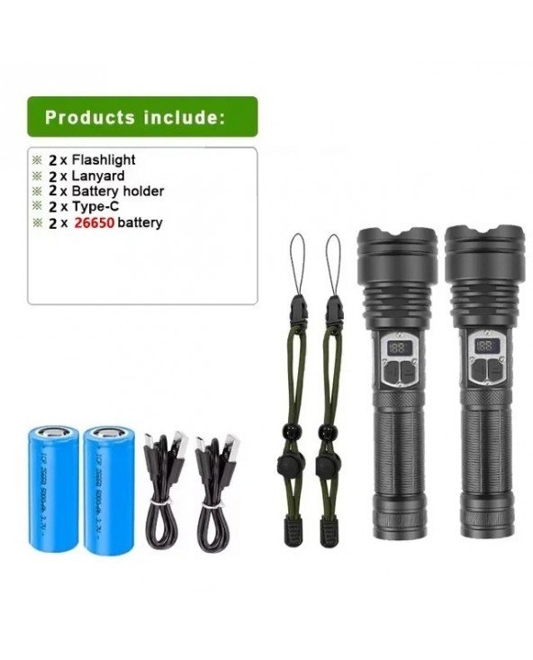 High Power XHP160 Led Flashlight Rechargeable 16 Core Torch