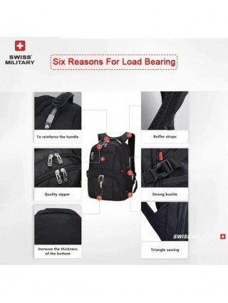 SWISS 17" Laptop Backpack Waterproof USB Charge Port