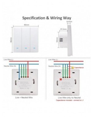 Tuya Smart Life WiFi 433mhz Wireless Push Button Wall Switch