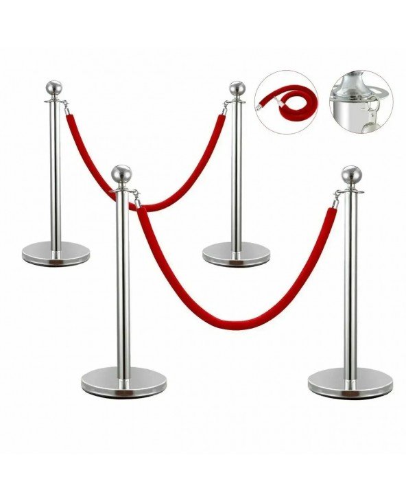 38Inch Gold Silver Stanchion Posts Queue Red Velvet Rope Crowd 38Inch Gold Silver Stanchion Posts Queue Red Velvet Rope Crowd