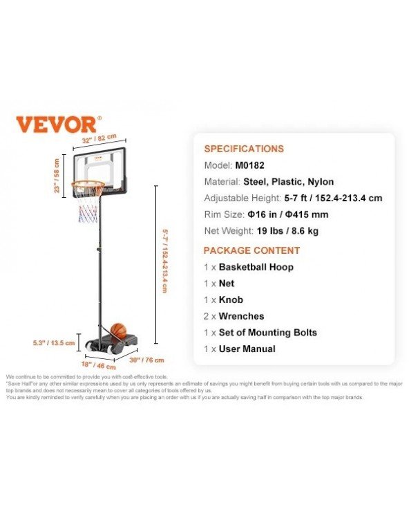 Basketball Hoop 4-10 ft Adjustable Height Backboard System Basketball Hoop 4-10 ft Adjustable Height Backboard System