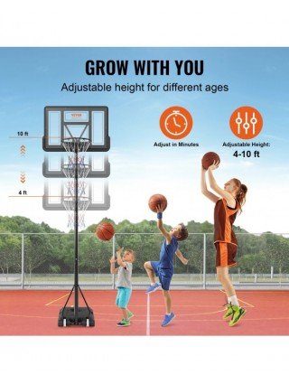 Basketball Hoop 4-10 ft Adjustable Height Backboard System