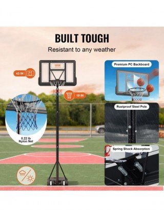 Basketball Hoop 4-10 ft Adjustable Height Backboard System