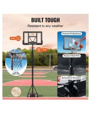 Basketball Hoop 4-10 ft Adjustable Height Backboard System