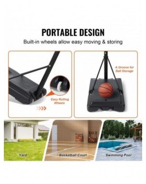 Basketball Hoop 4-10 ft Adjustable Height Backboard System