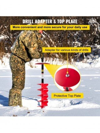 Ice Drill Auger, 8'' Diameter Nylon Ice Auger, 41'' Length Ice