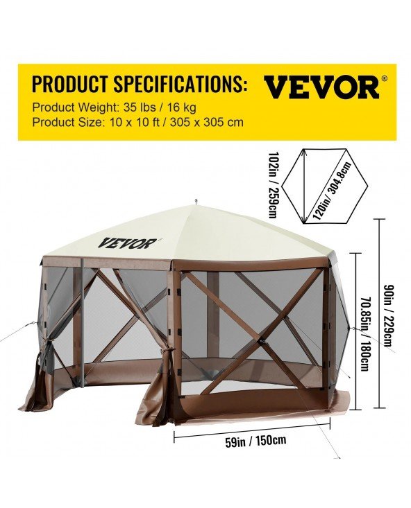 Gazebo Screen Tent 6 Sided Pop-up Camping Canopy Shelter Gazebo Screen Tent 6 Sided Pop-up Camping Canopy Shelter