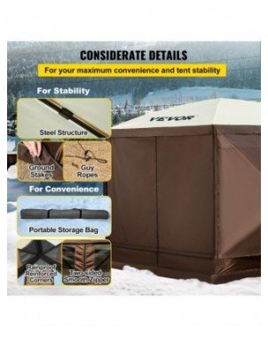 Gazebo Screen Tent 6 Sided Pop-up Camping Canopy Shelter