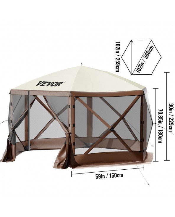 Pop-up Camping Gazebo Camping Canopy Shelter 6 Sided 12' x 12' Pop-up Camping Gazebo Camping Canopy Shelter 6 Sided 12' x 12'