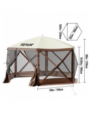 Pop-up Camping Gazebo Camping Canopy Shelter 6 Sided 12' x 12'